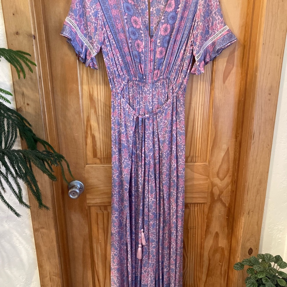 Elegant Floral Pink Maxi Dress